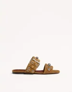 Valentino Nellcôte Crust Leather Slide Sandal
